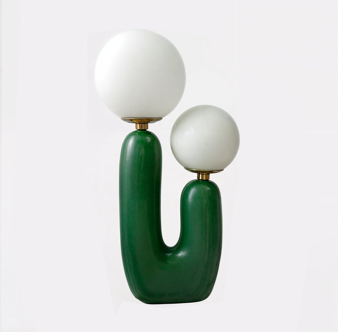 Lampe de table Athenea | Design en forme de U avec double globe lumineux | Beige ou vert