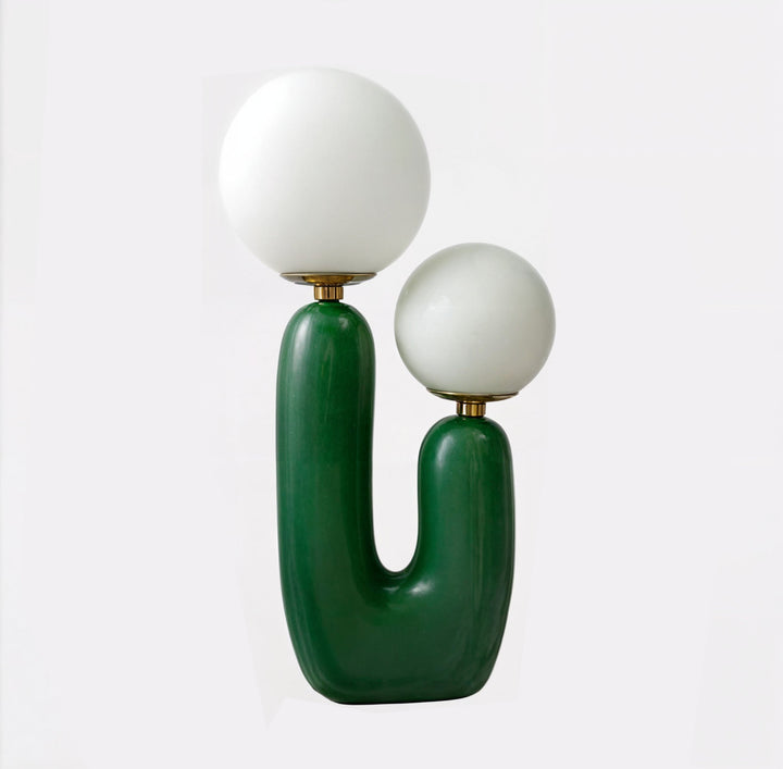 Lampe de table Athenea | Design en forme de U avec double globe lumineux | Beige ou vert