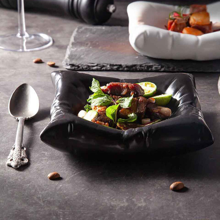 Jumeira | Ceramic Pillow Plate – Elegant Fine Ceramic Plates with a Unique Wavy Design