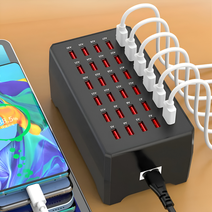 PowerPort Pro | 30-Port USB Charging Station – 150W Fast Charger with Ventilation