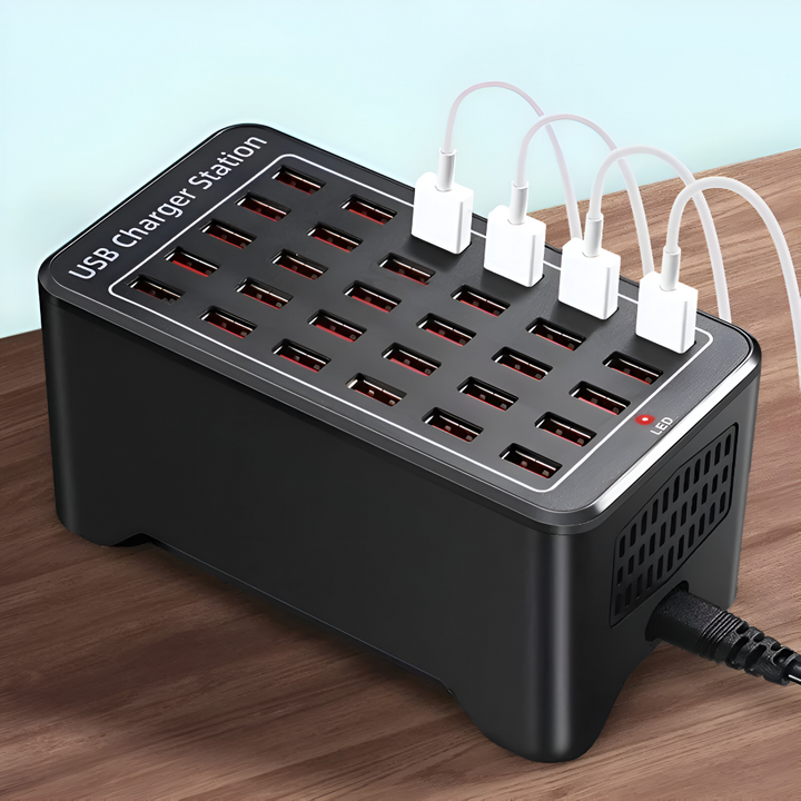 PowerPort Pro | 30-Port USB Charging Station – 150W Fast Charger with Ventilation