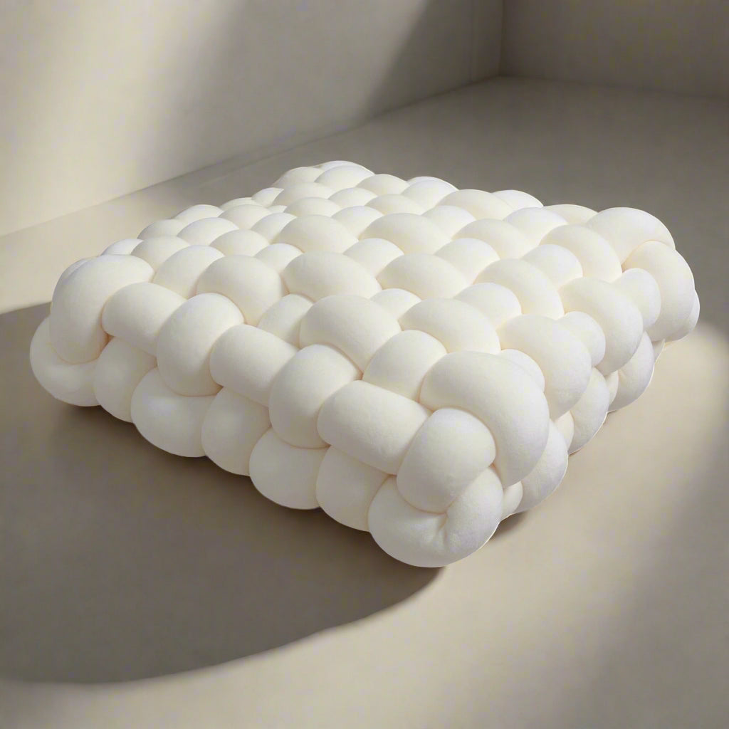 Coussin décoratif carré Soft Knot en velours cristal | Coussin à nœud tendance et respirant pour un intérieur élégant