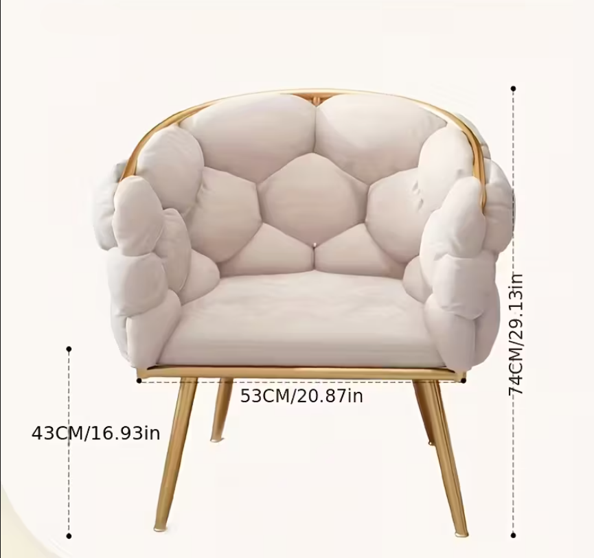 Fauteuil d'Accent Moderne de Luxe | Fauteuil Lounge en Velours avec Cadre Doré