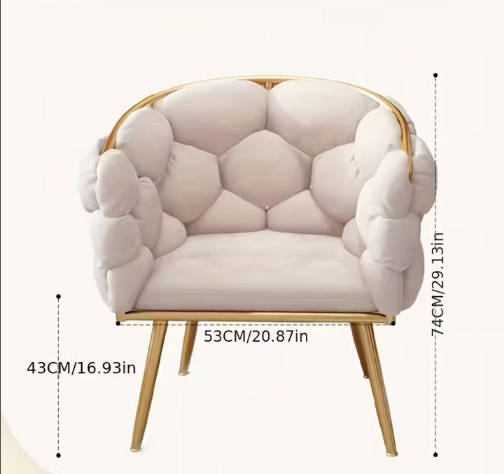 Fauteuil d'Accent Moderne de Luxe | Fauteuil Lounge en Velours avec Cadre Doré