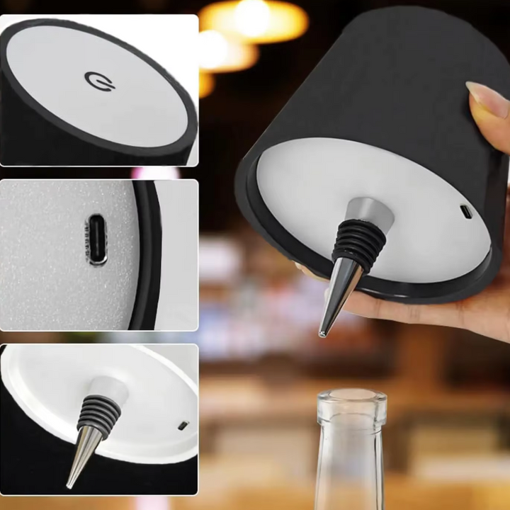 BottleGlow™ Lampe sans fil pour bouteille de vin | USB-C et variateur tactile