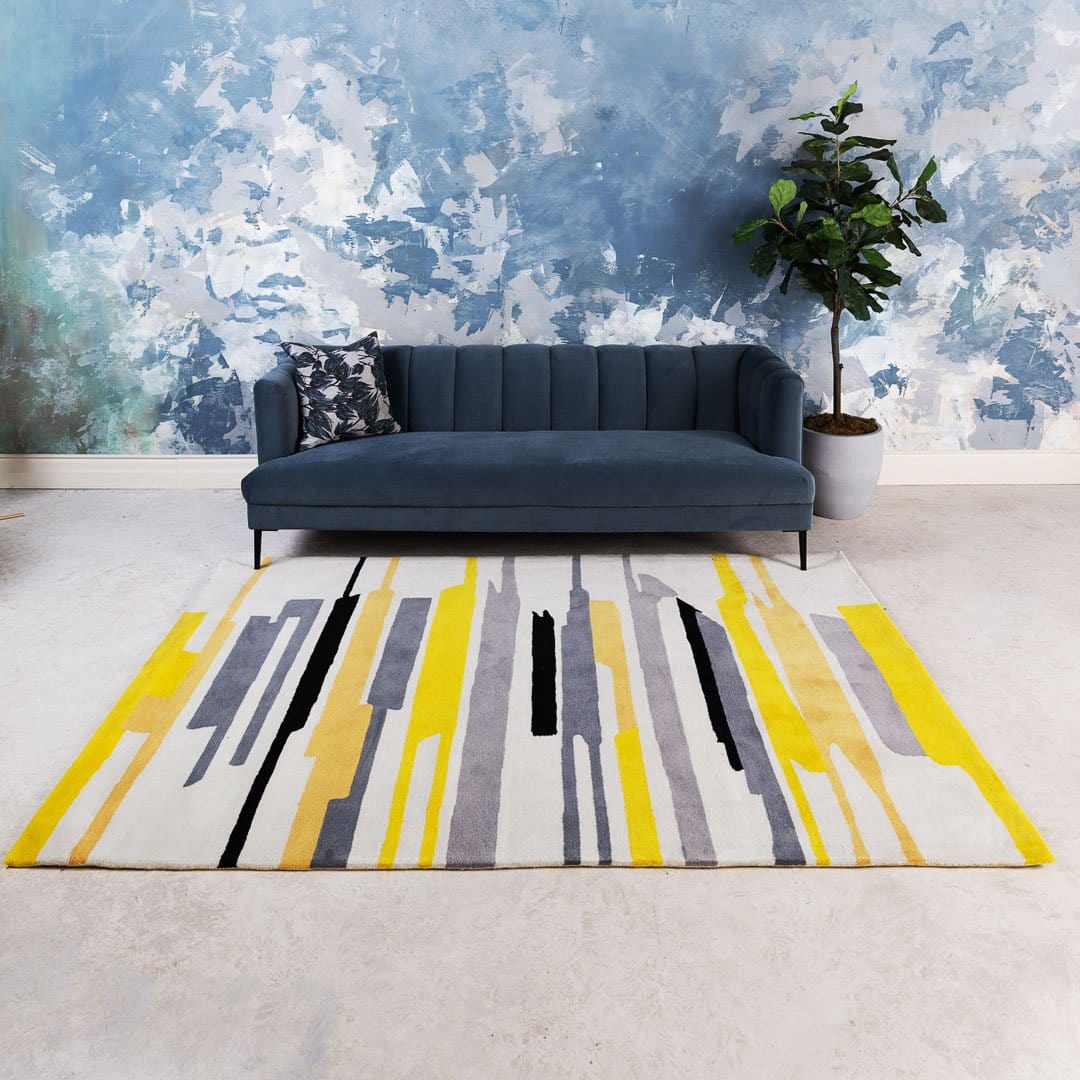 Calisto | Tapis en acrylique coloré fait main – Pièce moderne captivante avec chaleur et style