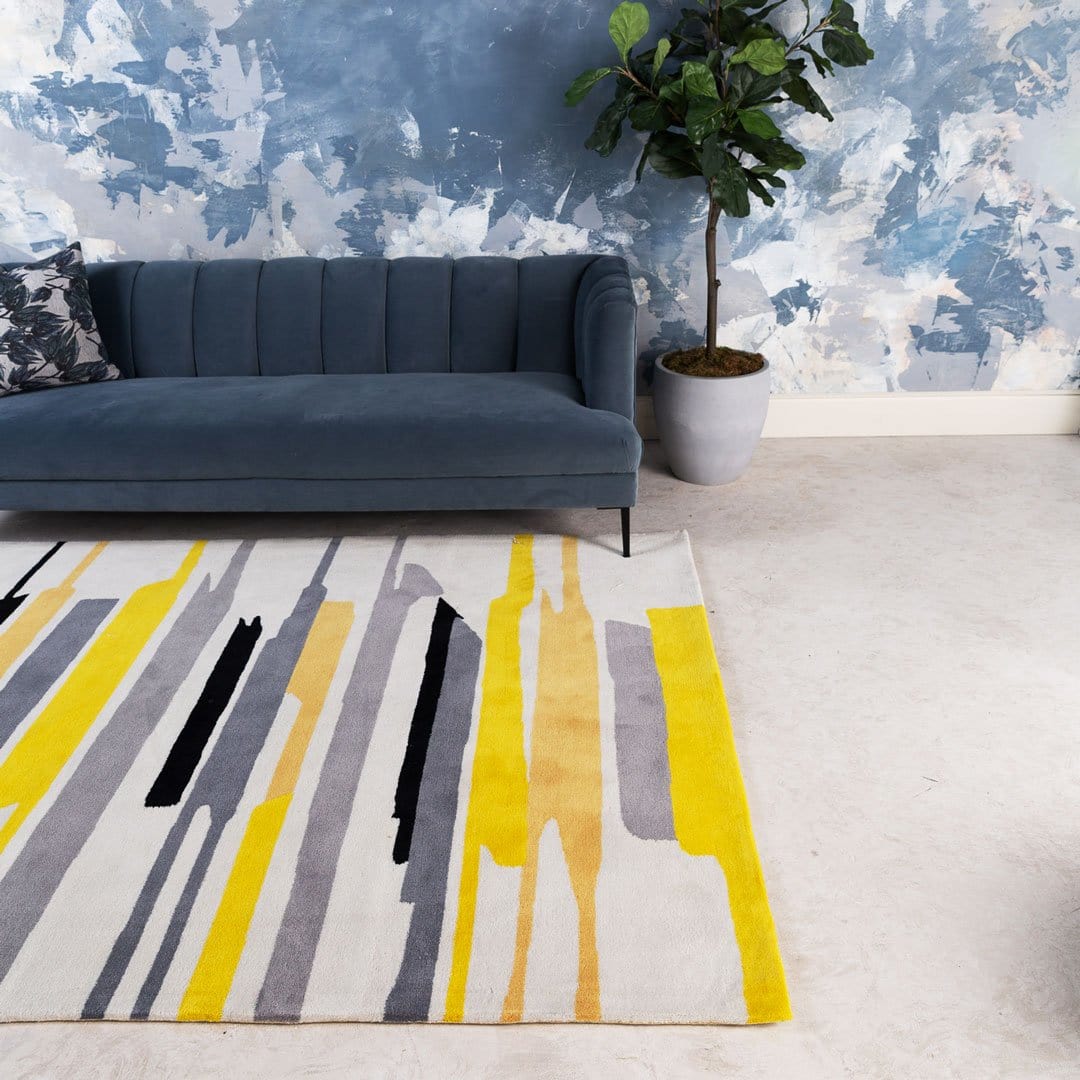 Calisto | Tapis en acrylique coloré fait main – Pièce moderne captivante avec chaleur et style