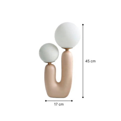 Lampe de table Athenea | Design en forme de U avec double globe lumineux | Beige ou vert