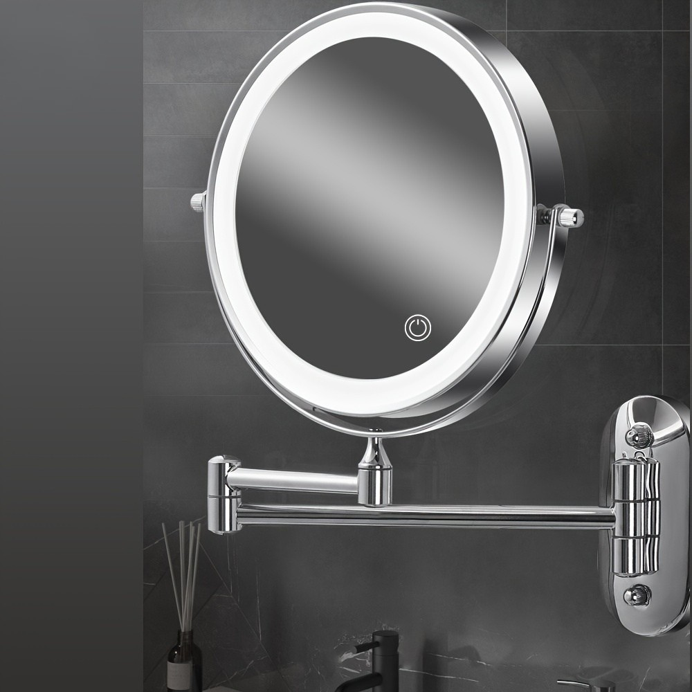 Miroir mural double face avec éclairage LED | Rechargeable par USB | Réglable et grossissant