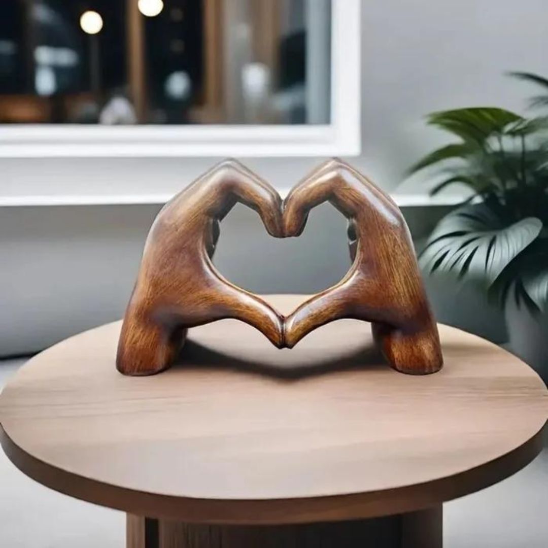 Handmade Wooden Decoration | EternalEmbrace | Solid Wood Heart Statue
