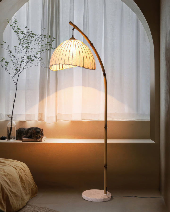 Lampe sur pied Balance Bamboo | Style Wabi-Sabi avec bambou et toile – Éclairage naturel apaisant