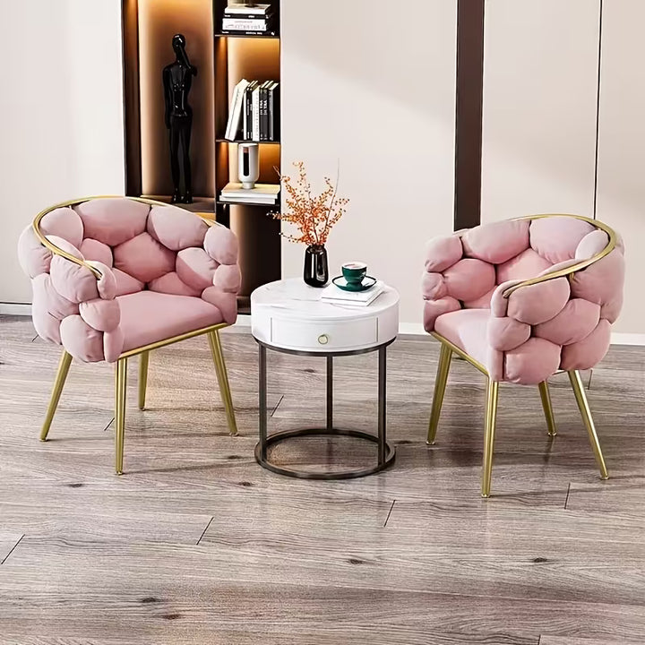 Fauteuil d'Accent Moderne de Luxe | Fauteuil Lounge en Velours avec Cadre Doré