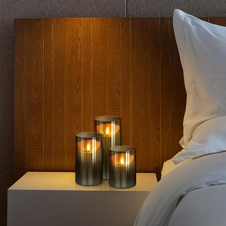GlowLume™ Ensemble de 3 bougies LED sans flamme | Dimmable avec télécommande