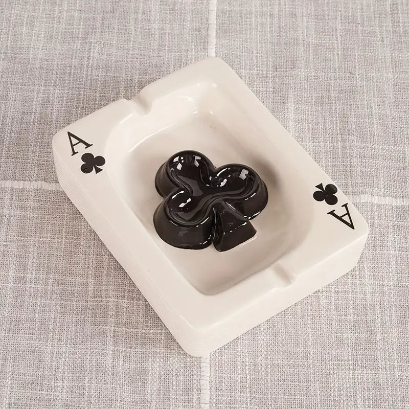 Cendrier en céramique | Design élégant de carte à jouer | Résistant à la chaleur