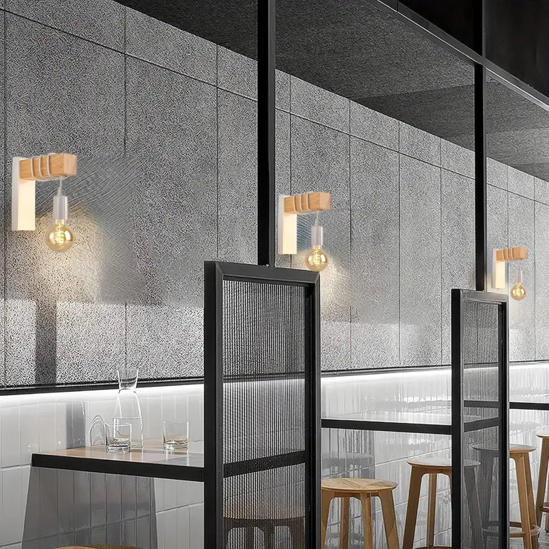 Lampe murale moderne avec finition en bois | Design rétro-industriel