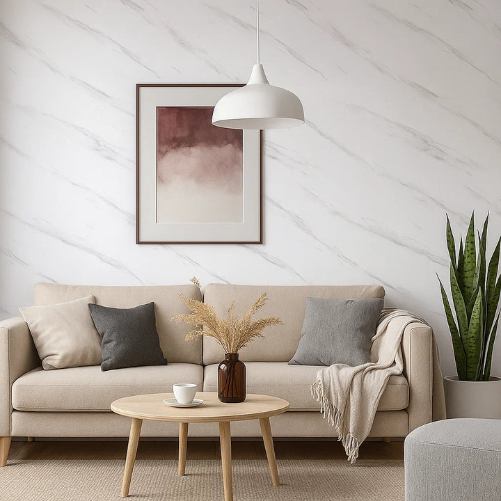 Marmo Bianco Mat | Papier Peint PVC Autocollant