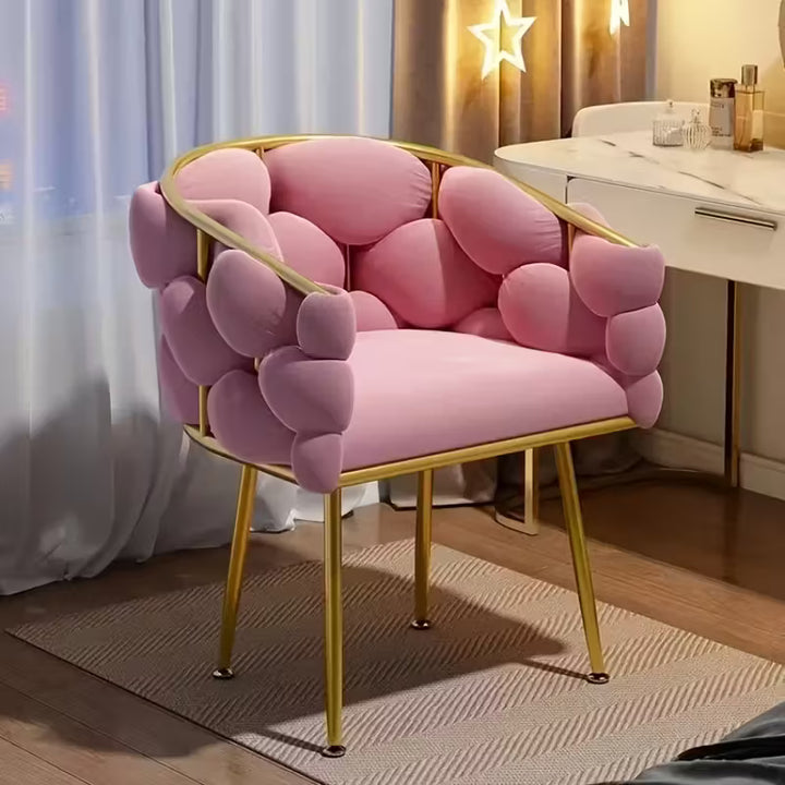 Fauteuil d'Accent Moderne de Luxe | Fauteuil Lounge en Velours avec Cadre Doré