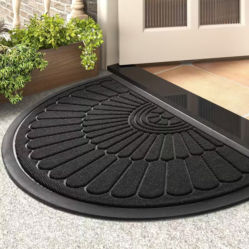CleanStep™ Paillasson Demi-Rond | Tapis Extérieur Antidérapant en Caoutchouc