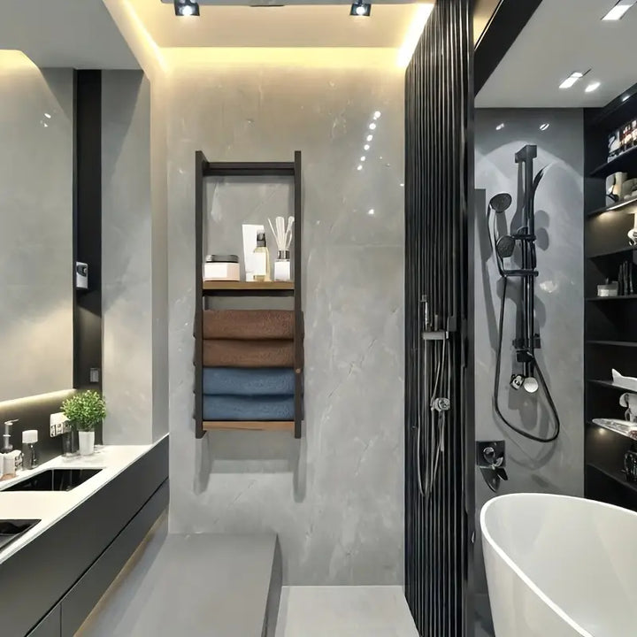 Porte-serviettes mural à 2 niveaux en acier au carbone 77 cm