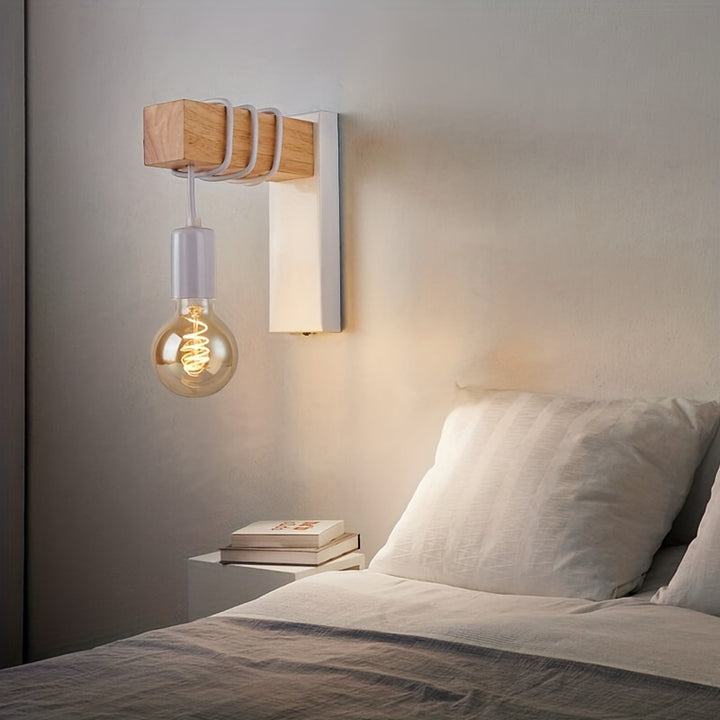 Lampe murale moderne avec finition en bois | Design rétro-industriel