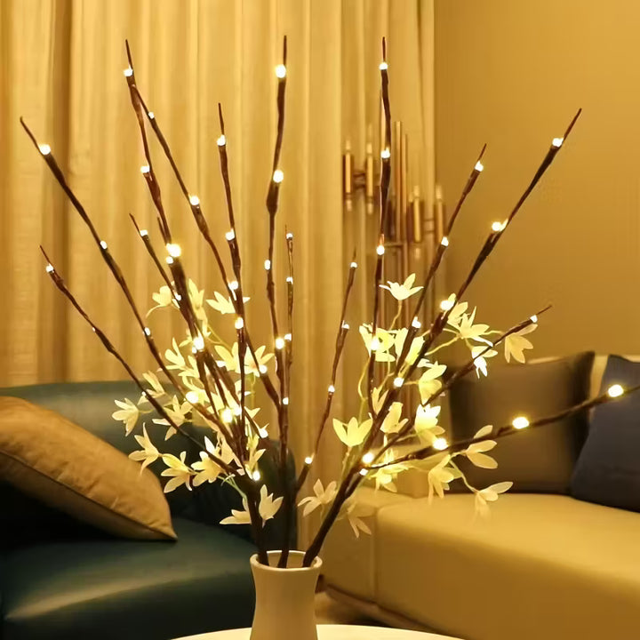 Ensemble d'éclairage LED pour branches | 2 pièces | Branches décoratives d'ambiance avec 20 LED | 76 cm de hauteur