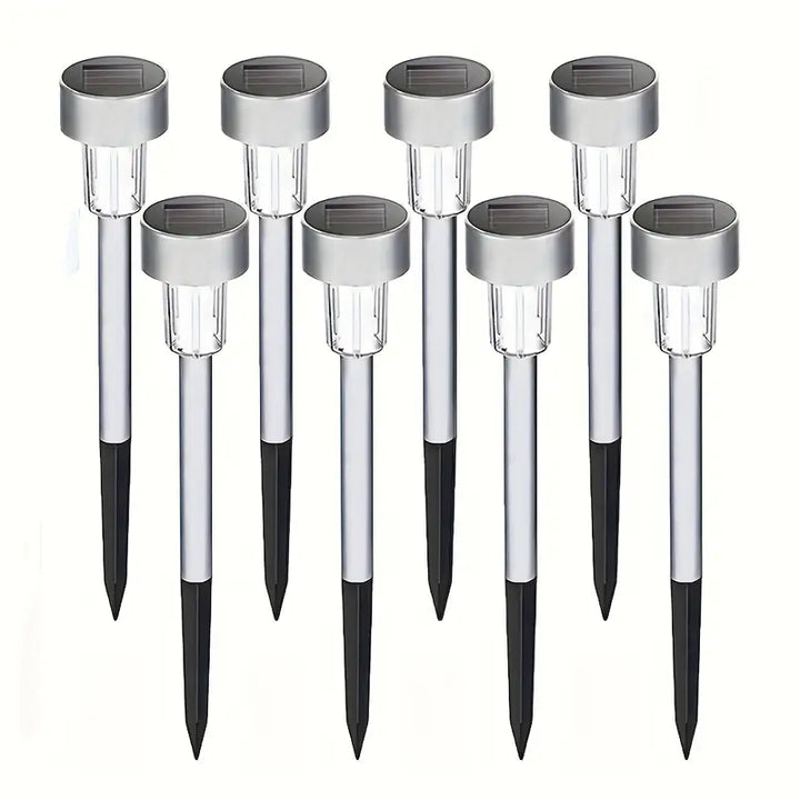 Éclairage extérieur solaire à LED | Piquets de jardin en acier inoxydable | Hauteur 32 cm