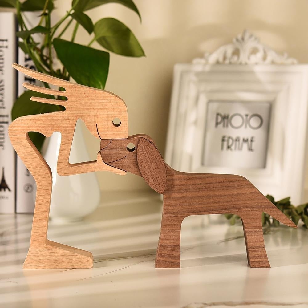 Sculpture artisanale en bois d'amour pour chiens | Symbole de lien et de réconfort