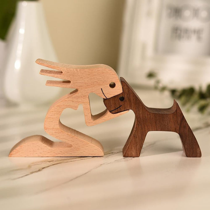 Sculpture artisanale en bois d'amour pour chiens | Symbole de lien et de réconfort
