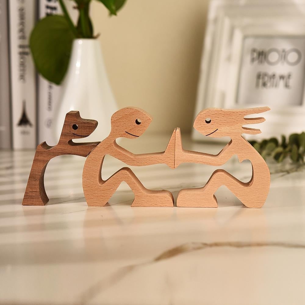 Sculpture artisanale en bois d'amour pour chiens | Symbole de lien et de réconfort