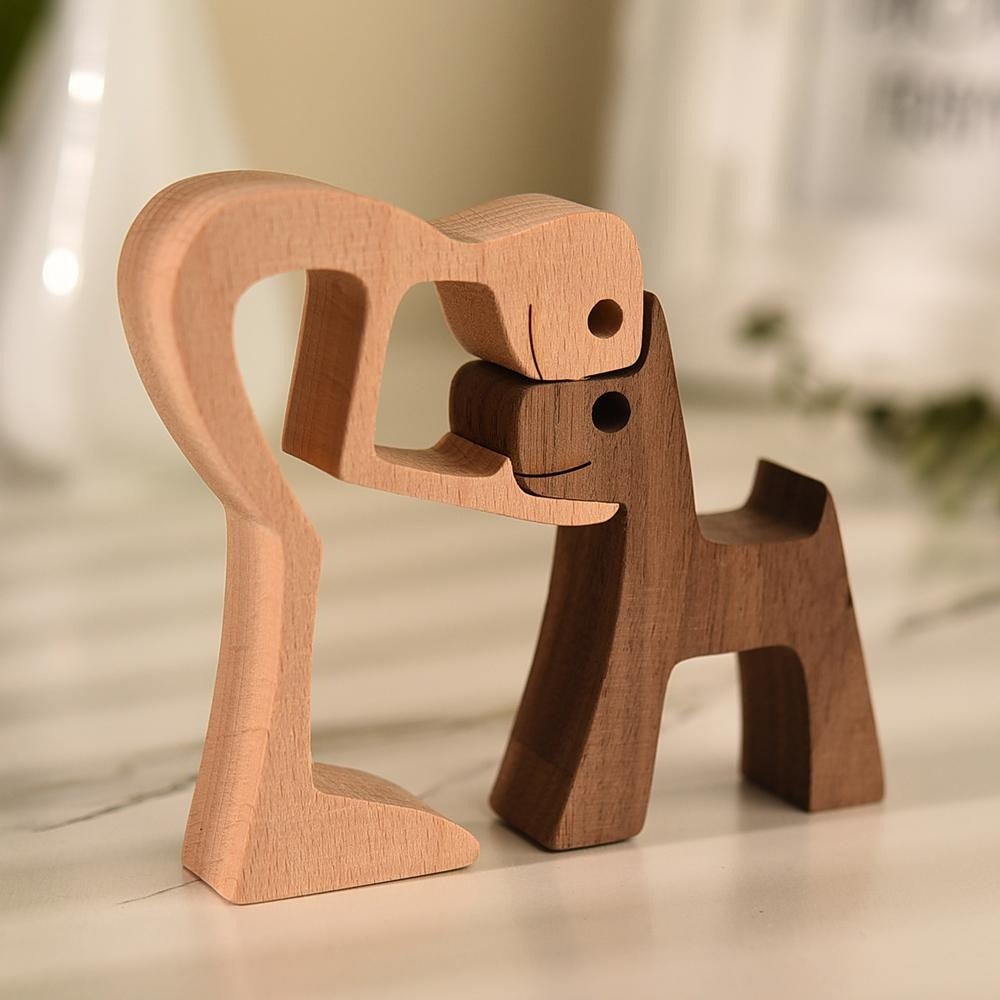 Sculpture artisanale en bois d'amour pour chiens | Symbole de lien et de réconfort