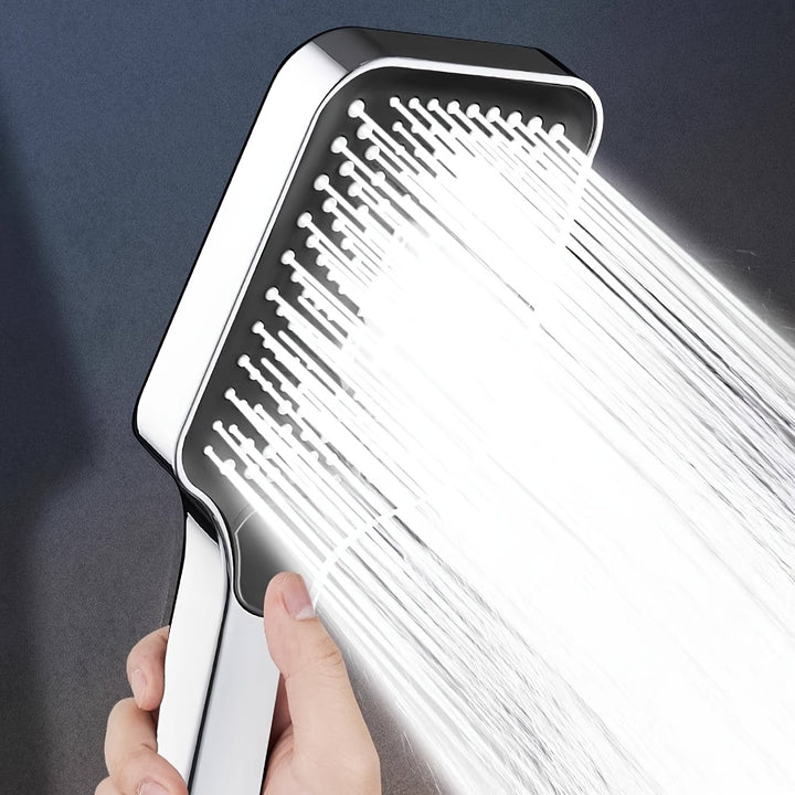 Pomme de douche carrée réglable | Ensemble complet avec tuyau et support – Raccord universel