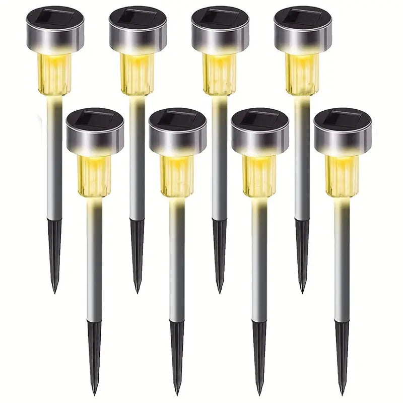 Éclairage extérieur solaire à LED | Piquets de jardin en acier inoxydable | Hauteur 32 cm