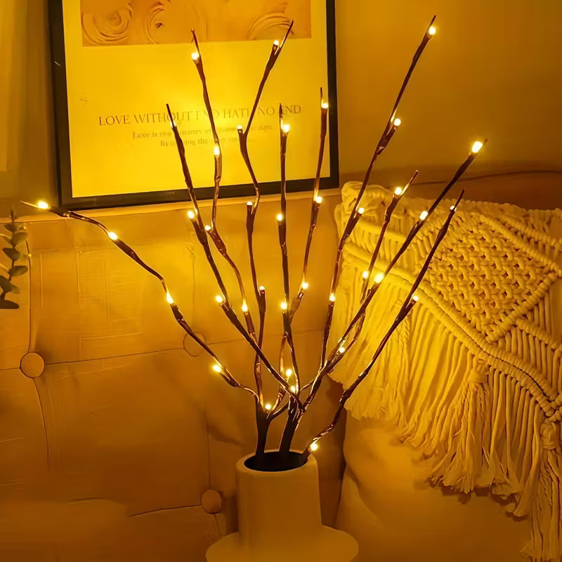 Ensemble d'éclairage LED pour branches | 2 pièces | Branches décoratives d'ambiance avec 20 LED | 76 cm de hauteur