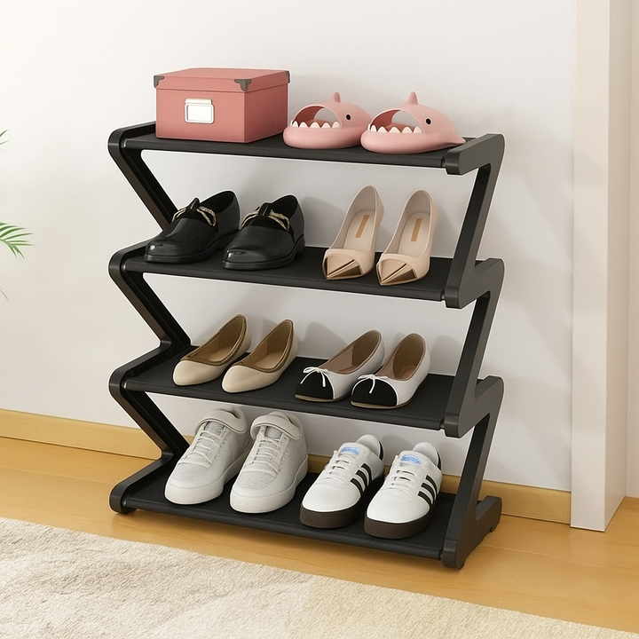4-Tier Freestanding Shoe Rack | Stackable &amp; Tool-Free
