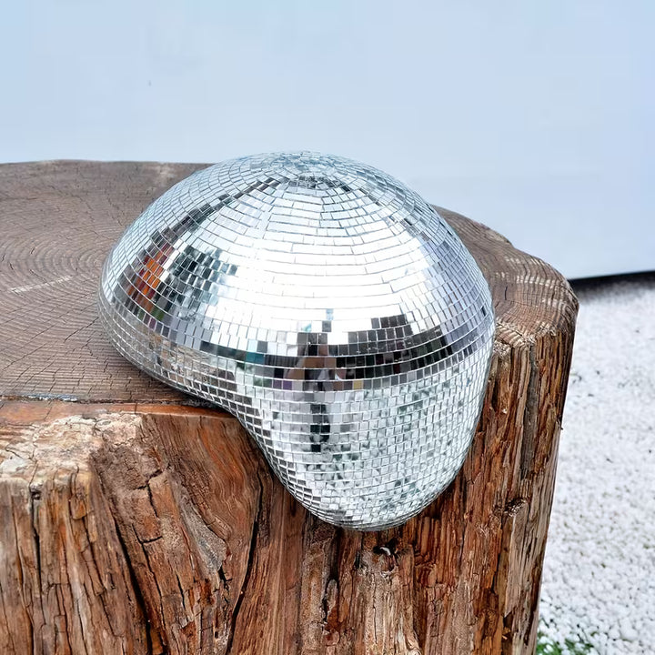 MeltBall™ Sculpture de Boule Fondue Argentée | Objet d'Art en Verre Miroir