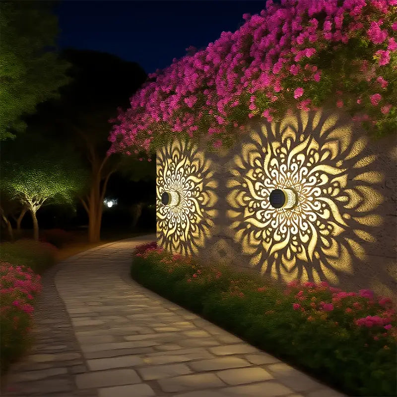 2 Pièces Lampes Murales Solaires Extérieures | Éclairage de Jardin LED Décoratif avec Lumière Chaude
