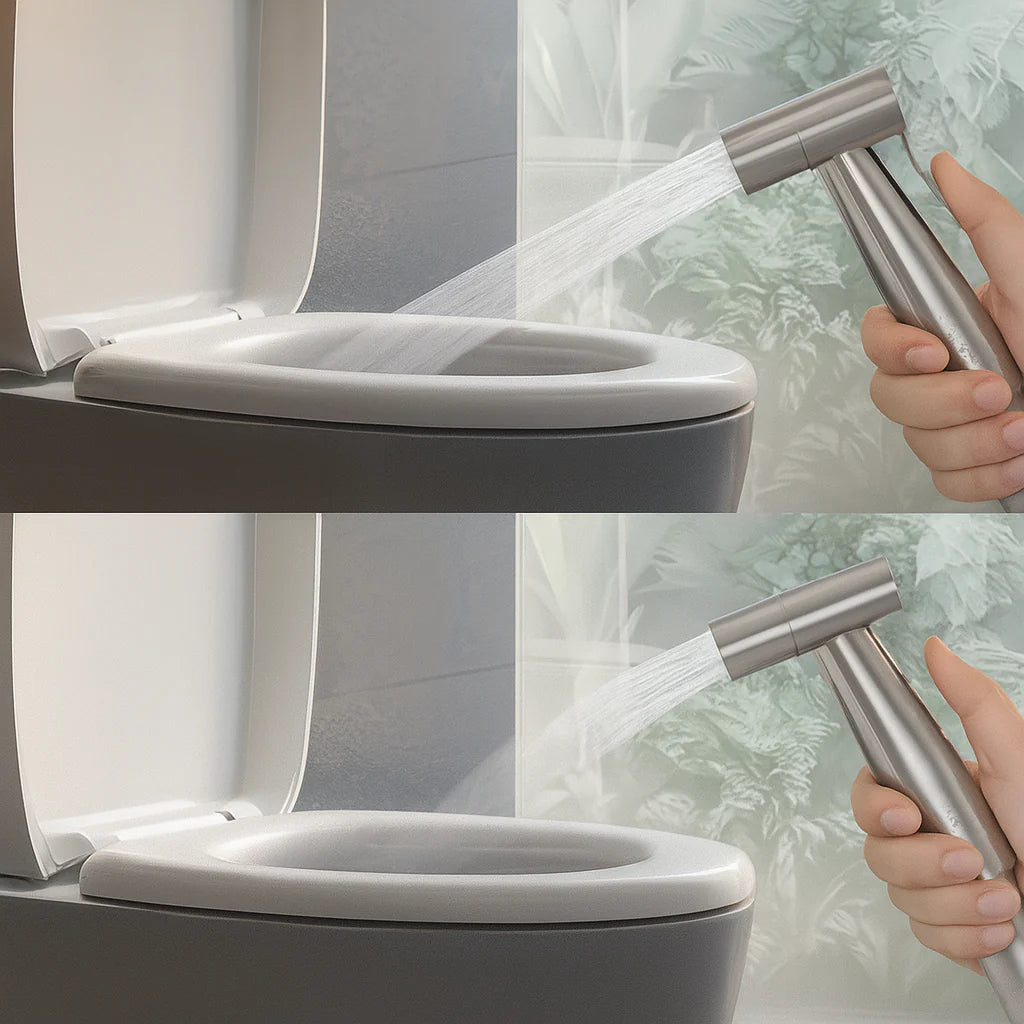 Ensemble bidet 3 pièces en acier inoxydable avec douchette et robinet | Pulvérisateur bidet pour WC
