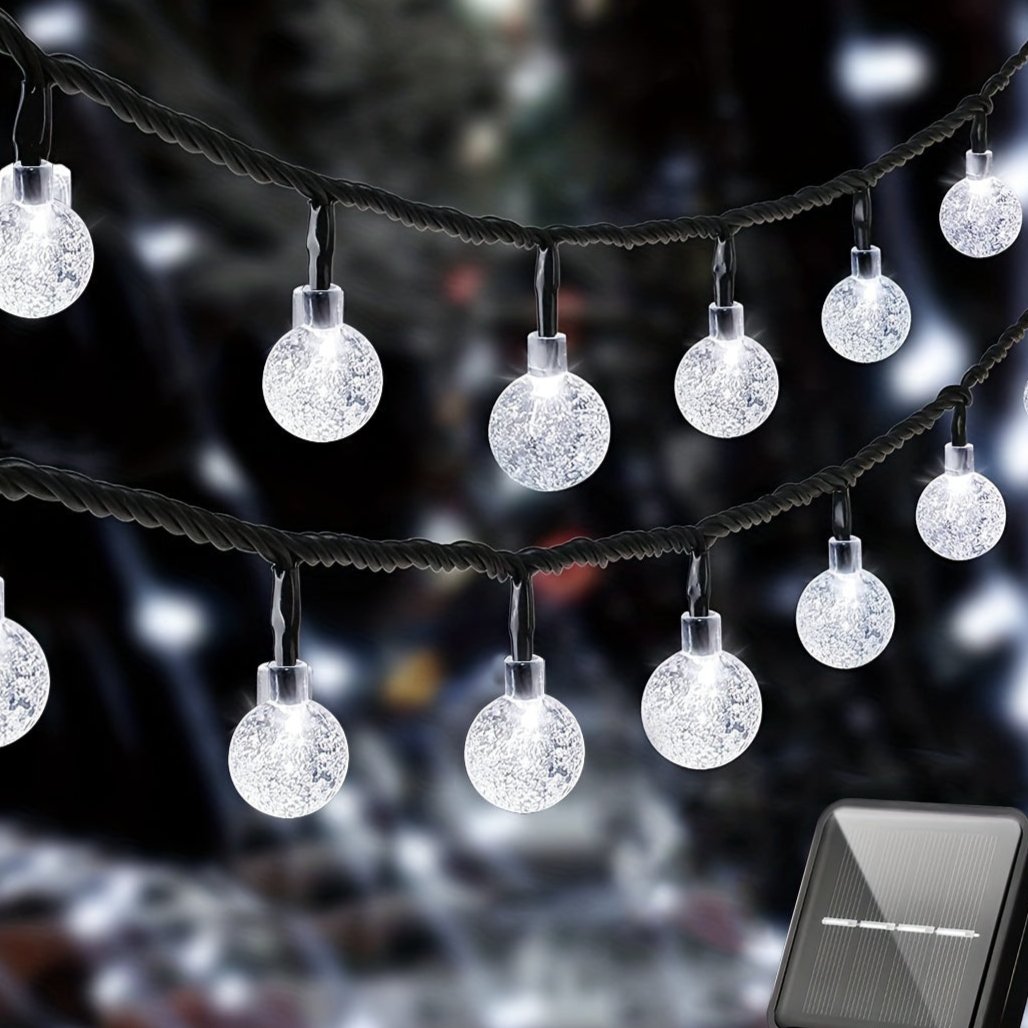 Guirlande lumineuse à bulles avec boule de cristal solaire | Guirlande lumineuse solaire à 20–100 LED