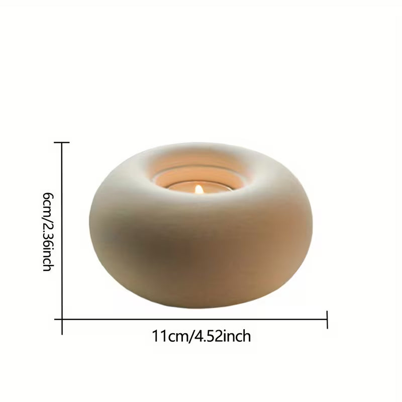 DonutGlow™ Handmade White Ceramic Candle Holder