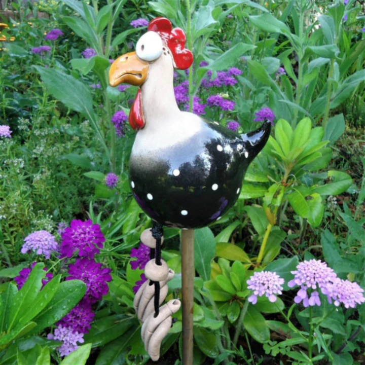 Happy Garden Chickens | Decorative Garden Statues | Colorful Outdoor Decorations
