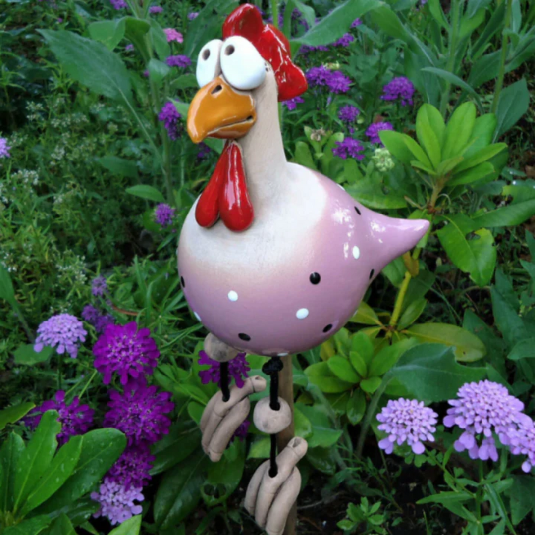Happy Garden Chickens | Decorative Garden Statues | Colorful Outdoor Decorations