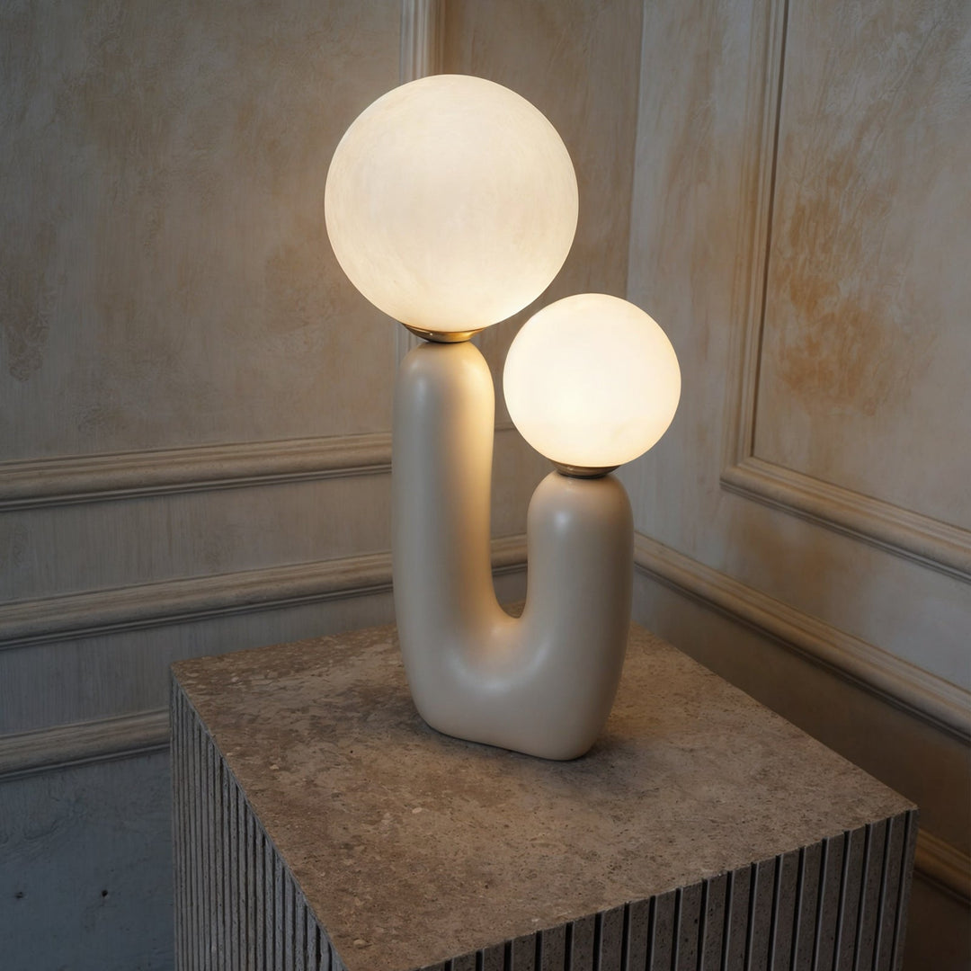 Lampe de table Athenea | Design en forme de U avec double globe lumineux | Beige ou vert