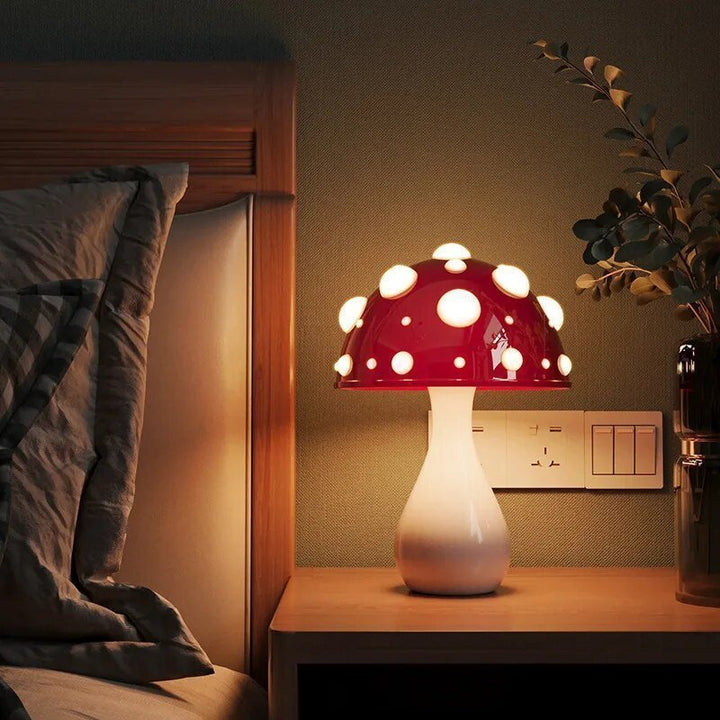 Lampe de table Amanita | Lampe Champignon Unique | LED Dimable | Sans fil ou Câblée