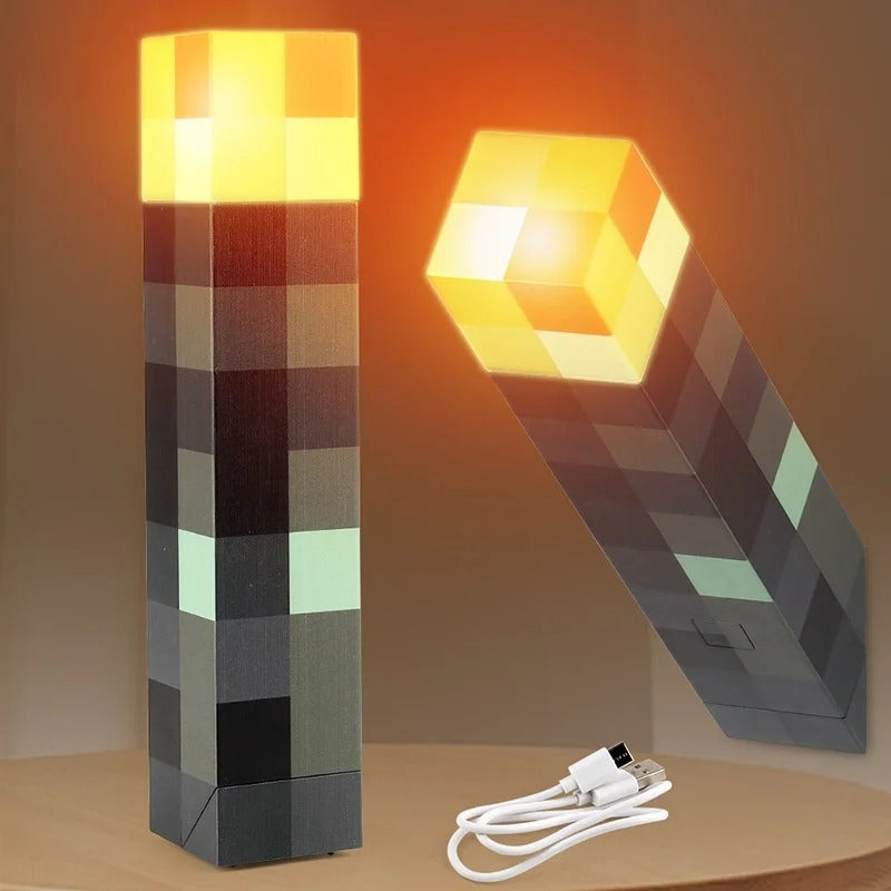 Lampe LED Torche Minecraft | Lampe de Nuit Rechargeable, Lampe de Table & Applique Murale