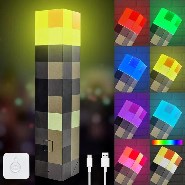 Lampe LED Torche Minecraft | Lampe de Nuit Rechargeable, Lampe de Table & Applique Murale