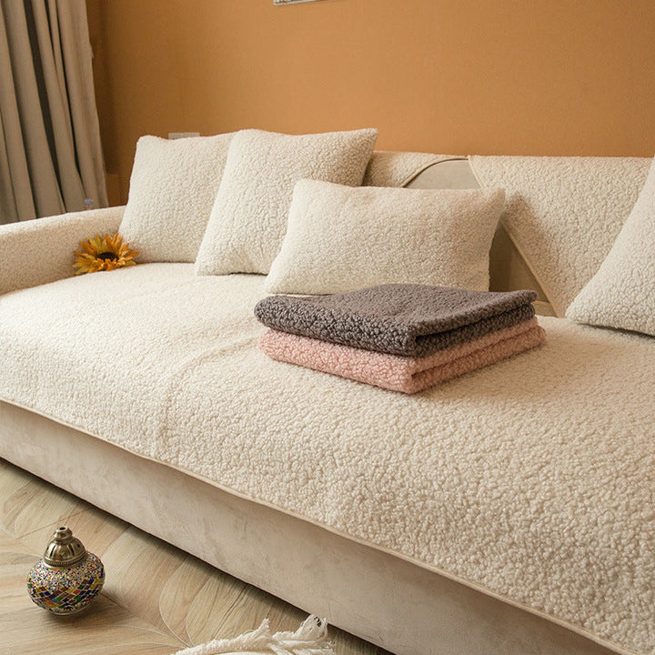 Vallborg | Housse de canapé en polaire Sherpa avec antidérapant et finition anti-boulochage