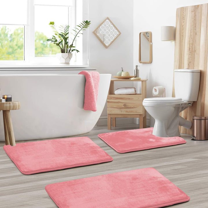 VelvaLuxe Ensemble de Tapis de Bain en Mousse à Mémoire de Forme | 3 pièces | Ultra-Doux & Antidérapant