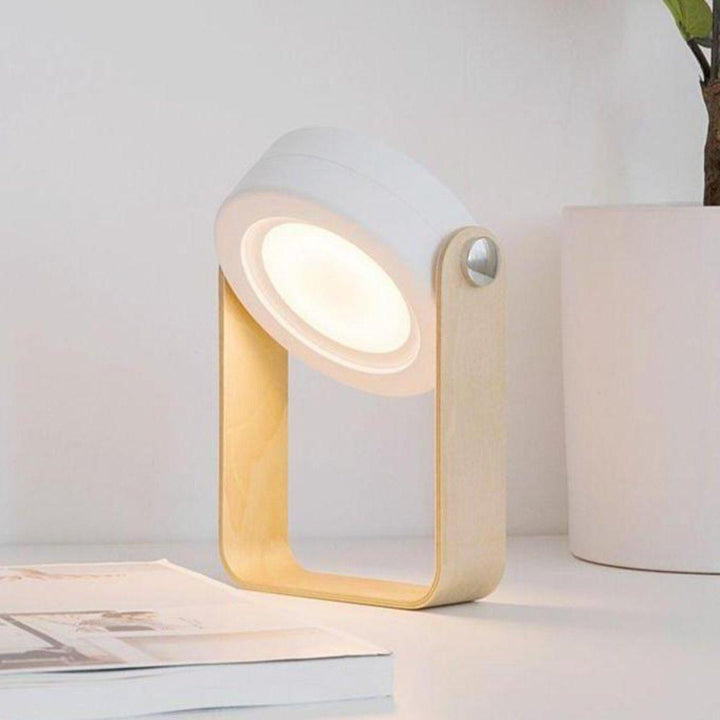 Foldable Night Light with Wooden Handle | Portable LED Reading Lamp &amp; Lantern