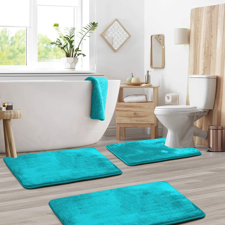 VelvaLuxe Ensemble de Tapis de Bain en Mousse à Mémoire de Forme | 3 pièces | Ultra-Doux & Antidérapant