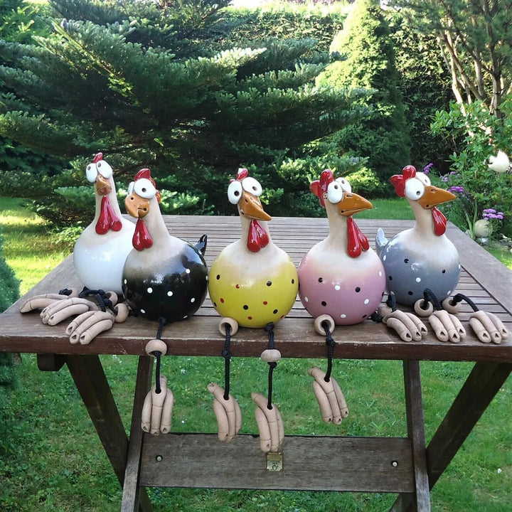 Happy Garden Chickens | Decorative Garden Statues | Colorful Outdoor Decorations